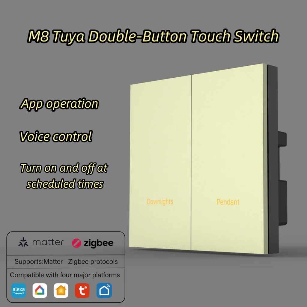 M8 Tuya Smart Switch, Zigbee Switch, Internet Switch, Tuya Aluminum Double-Button Scene Switch, Home Automation Switch