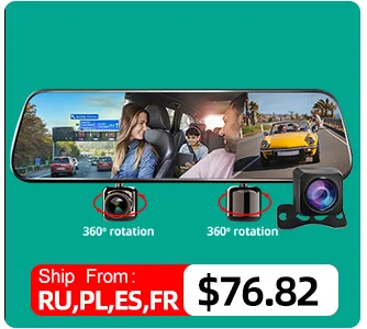 Acceo A20P 10 Inches Car Dvr Dash Cam HD 1080P Dual Lens Touch Screen Auto Rearview Mirror Dash Stream Media 170° Front And Rear vehicle blackbox dvr full hd 1080p