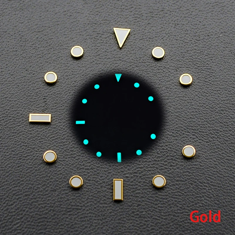 Luminous Blue-Green Watch Dial with Hour Markers - Men's Aftermarket Accessory Replacement