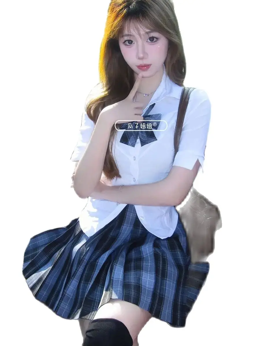 Japan Jk Summer New Fashion Women Korea School Uniform Style Jk Dress Set Women'S Two-Piece Set Pleated Skirt Set Collge Style