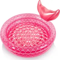 Piscine gonflable pour enfants, piscine à pagaie 90 cm, sirène rose, base souple, piscine sèche pour bébé, balles de plage 1