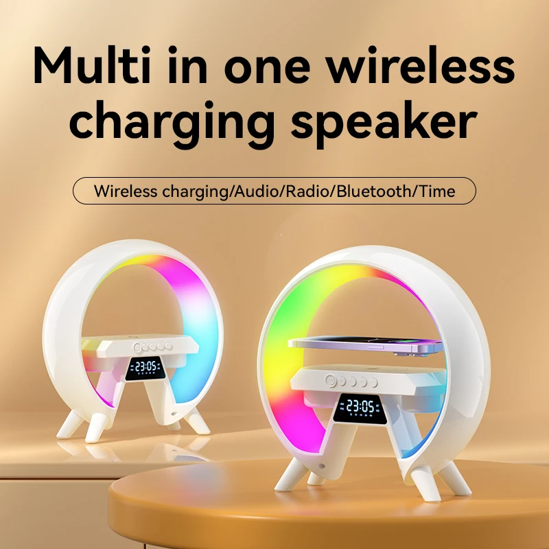 

Большой G Bluetooth-динамик с часами, многофункциональное Беспроводное зарядное устройство, умная атмосфера, функция ночного видения, TF-карта