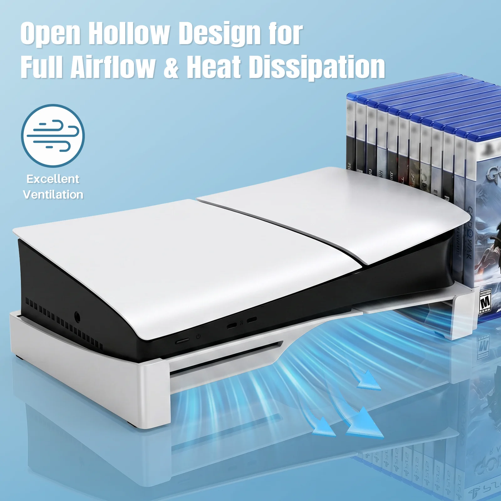 Deluxe Horizontal Stand for Gaming Console with 12-Disc Storage
