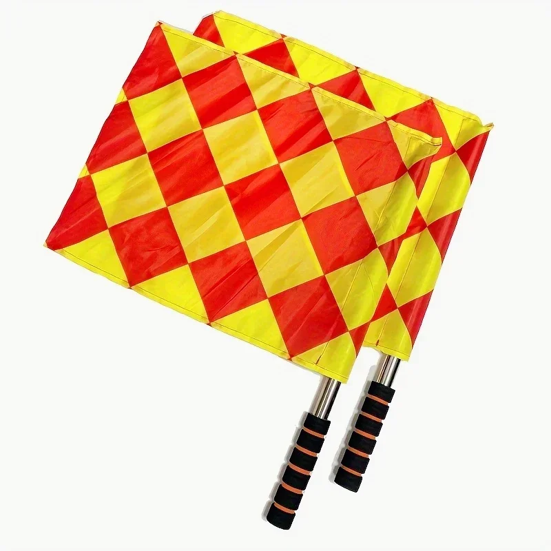 Complete 5pcs Soccer Referee Kit with Red Yellow Cards Metal Whistle Quadrilateral Flags Storage Bag soccer referee cards referee whistles referee flags