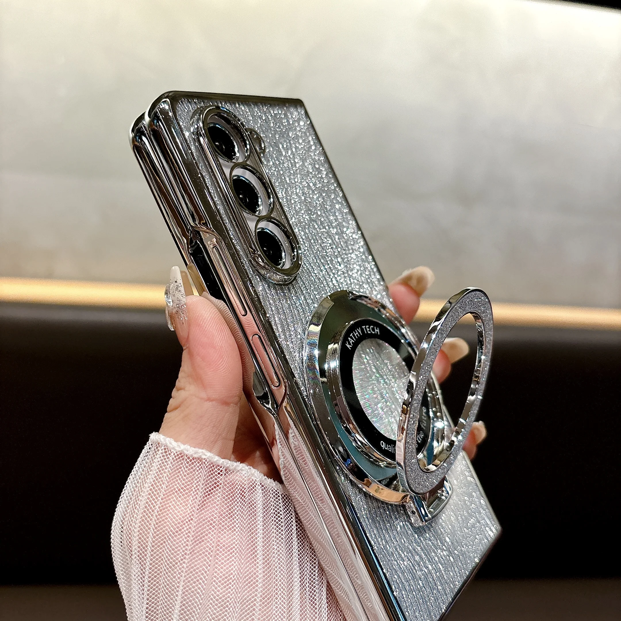 Luxury Ring Electroplate Sparkling Magnetic Shockproof Phone Case