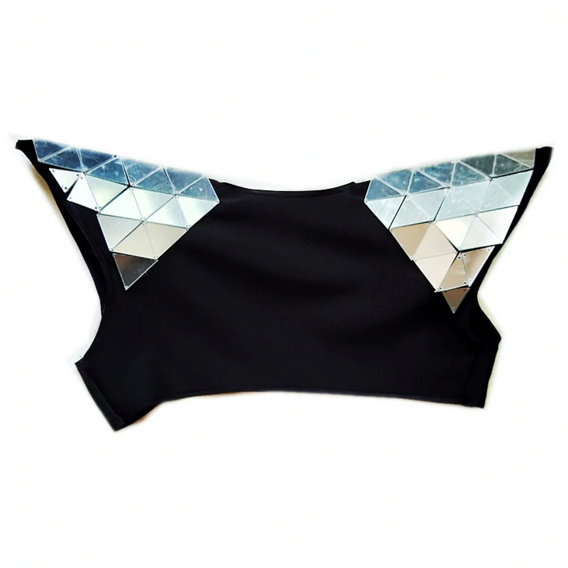 

Сексуальный серебристый, золотой жилет с кристаллами и линзами, жилет, бюстгальтер, женские костюмы, комбинезоны, танцевальный костюм для диджея, DS, шоу, ночного клуба