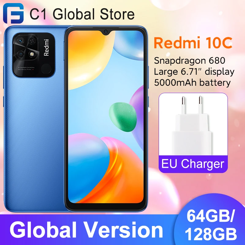  Global Version Xiaomi Redmi 10C 64GB/128GB SmartPhone 5000mAh Snapdragon 680 Octa Core 6.71" Display 50MP Camera Redmi 10 C 