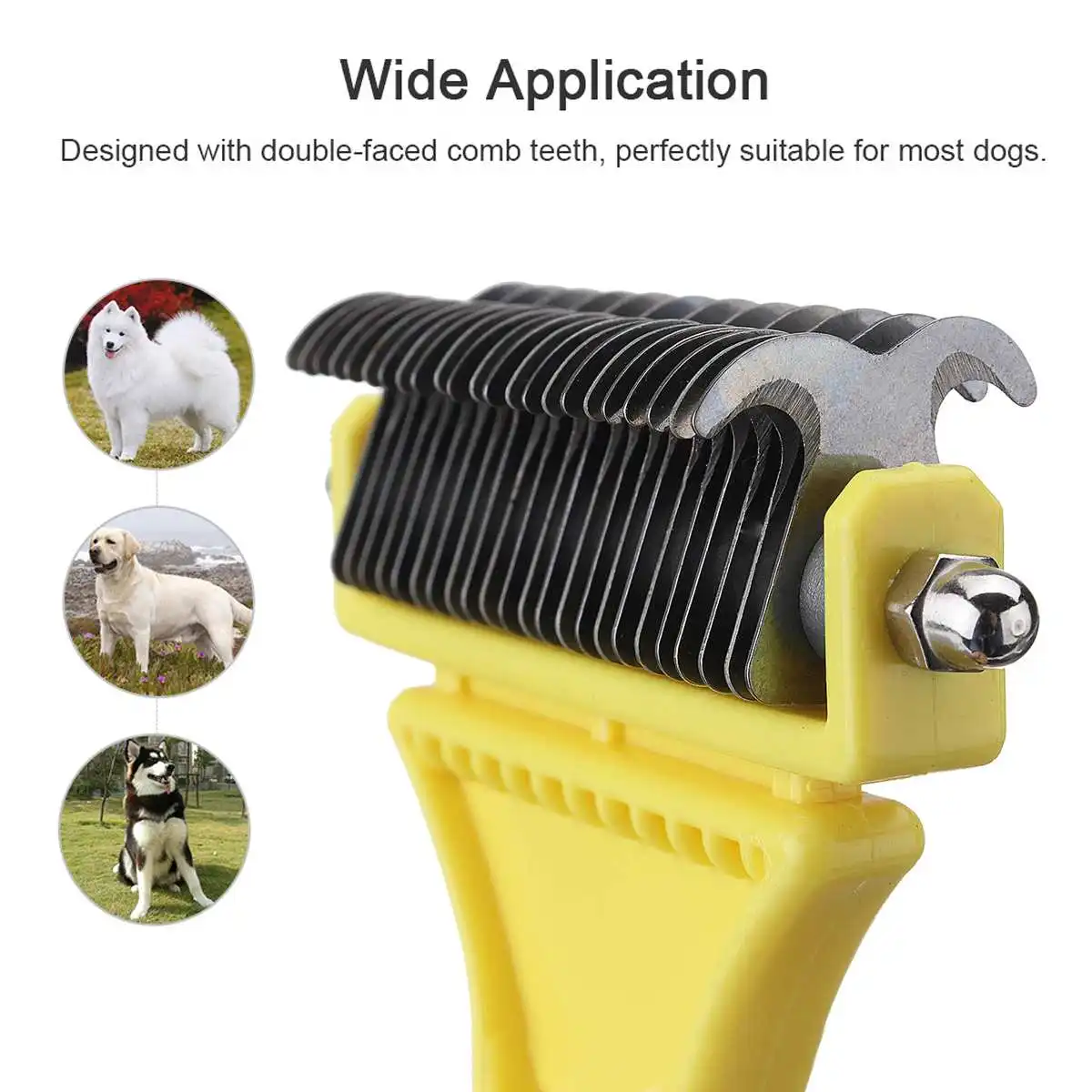 

Professional Dog Brush Dematting Gently Efficient Safe Pet Comb Rake Remove Undercoat Knots Wooden Handle Puppy Goomer dog brush