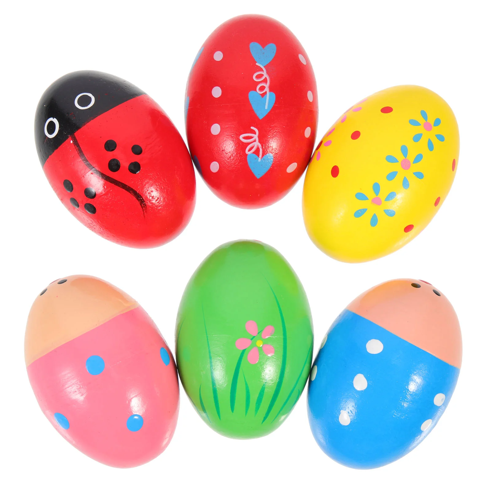 6pcs Wood Egg Shaker Percussion Instrument Plaything Egg Shaker Accessory Wood Shakers Kids Shakers Toy