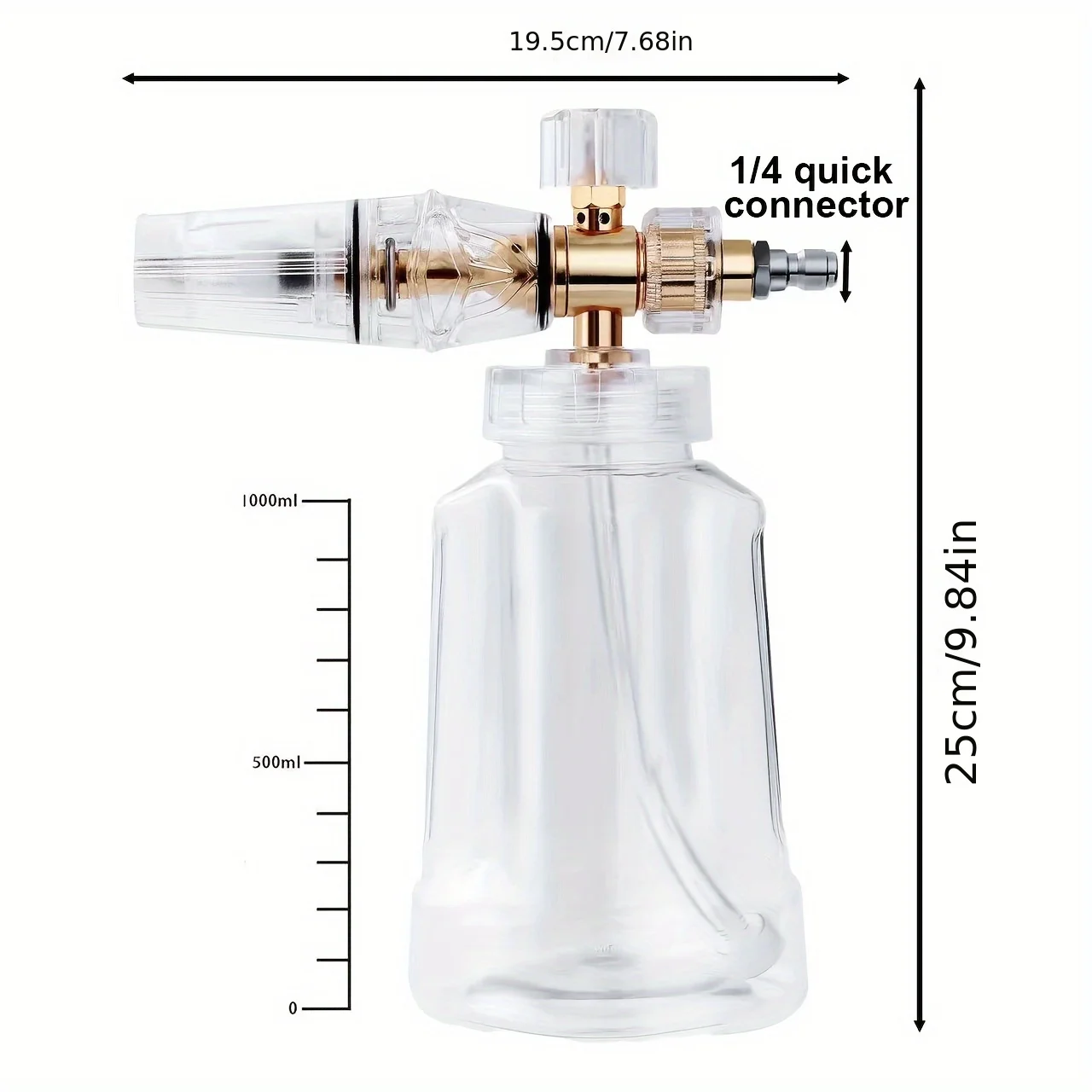 High pressure foam spray bottle 1/4 '' quick connection foam cannon adjustable fan-shaped nozzle for car cleaning 4