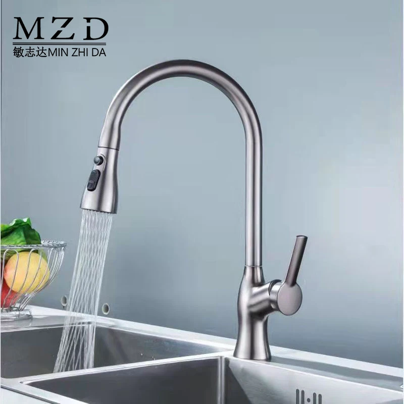 Modern Kitchen Faucet Flow Kitchen Sink Faucets Pull out Light 360 &deg; rotation Sprayer