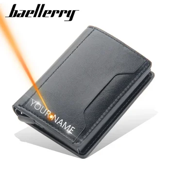 Anti Rfid Blocking Men Card Holder Case Wallets Free Name Customized Small Card Wallets Mini Wallet Qaulity Small Male Purses 1
