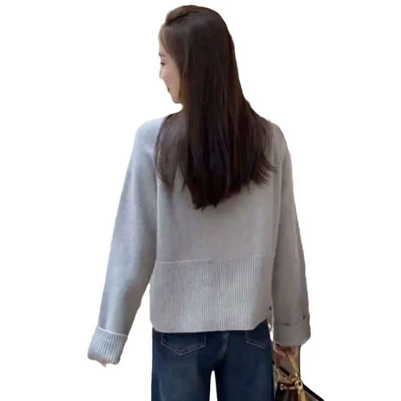 Women Casual Solid Color Knitted Sweater