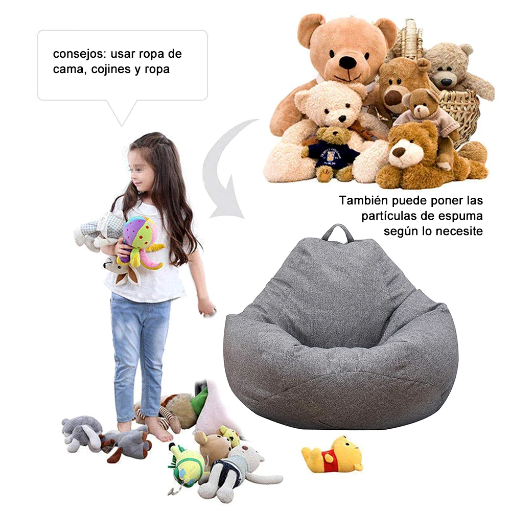 Lazy Sofa Cover Solid Chair Covers Without Filler Linen Cloth Lounger Seat Bean Bag Pouf Puff Couch Tatami Living Room Beanbags 4