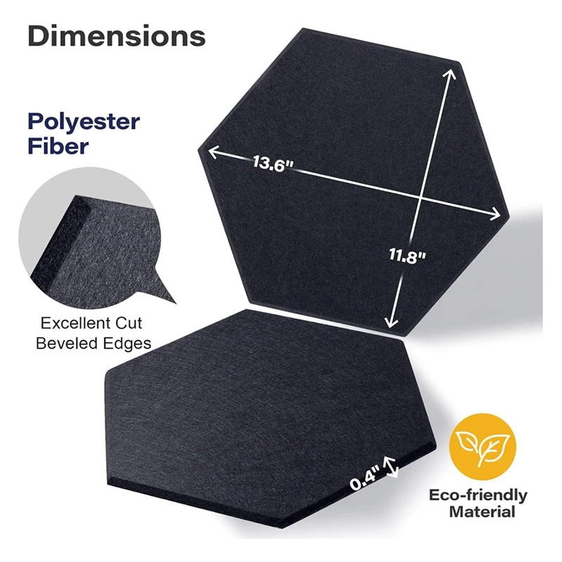 Top-Acoustic Panels, 12 Pack Soundproof Wall Panels,Self-Adhesive Sound Absorbing, Hexagon Sound Proof Panels