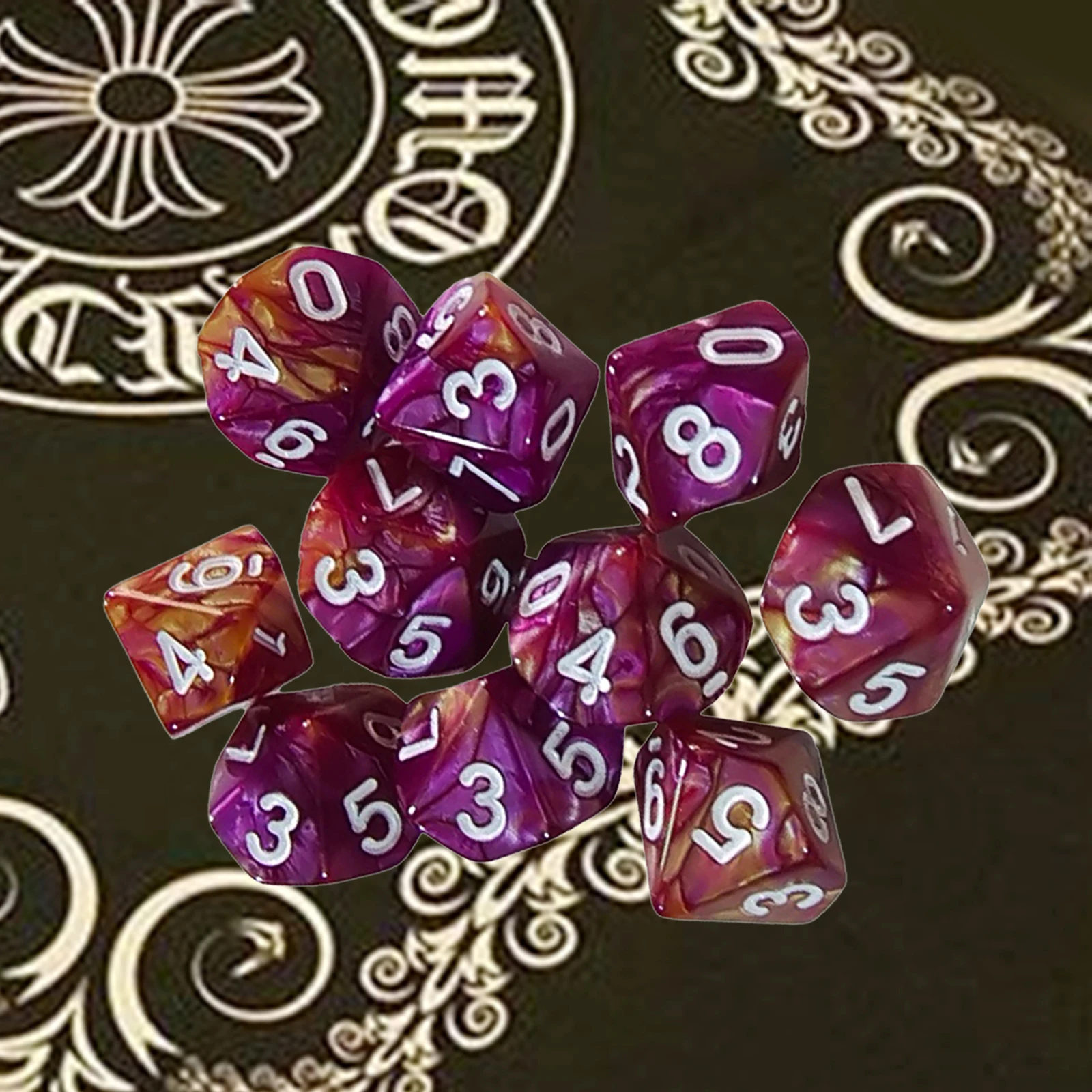 10pcs 10 Sided Dice D10 Polyhedral Dice for and Dragons Table Games