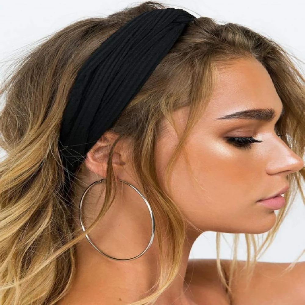 5 Fasce Larghe Elastiche Per Capelli Donna - Morbide E Assorbenti Per Sport, Yoga E Uso Quotidiano - Colore Rosso - 4
