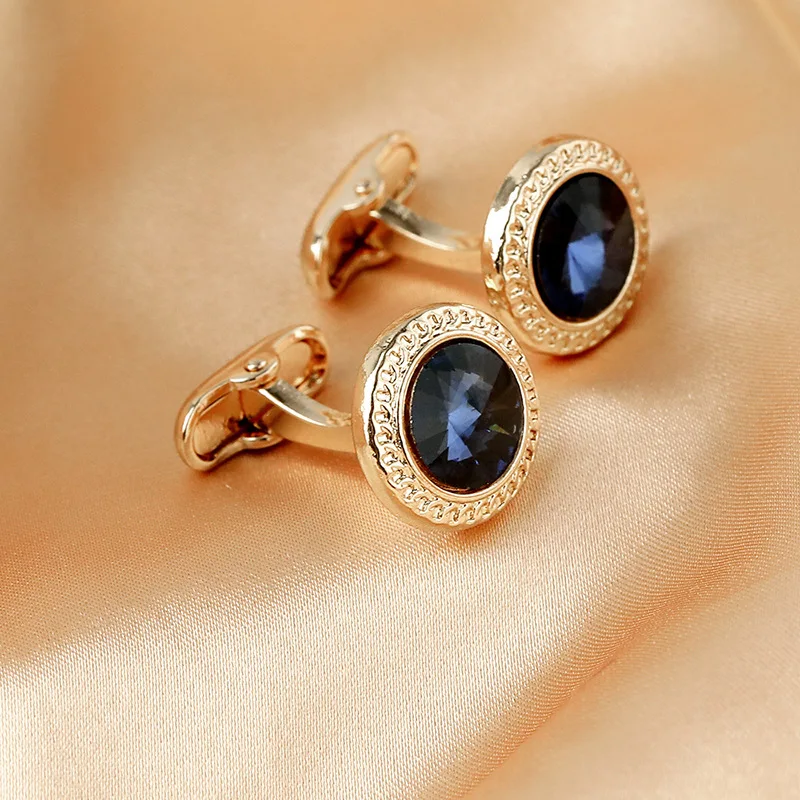 Luxury Zircon Cufflinks - Classic Round Mens Wedding Suit Accessories