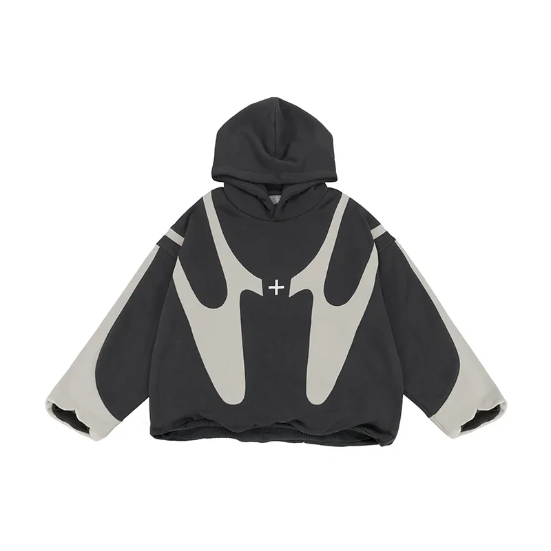 

Autumn and Winter American Youth Popular High Street Retro Color Collocation Casual Lazy Wind Hoodie Coat Men and Women The Same