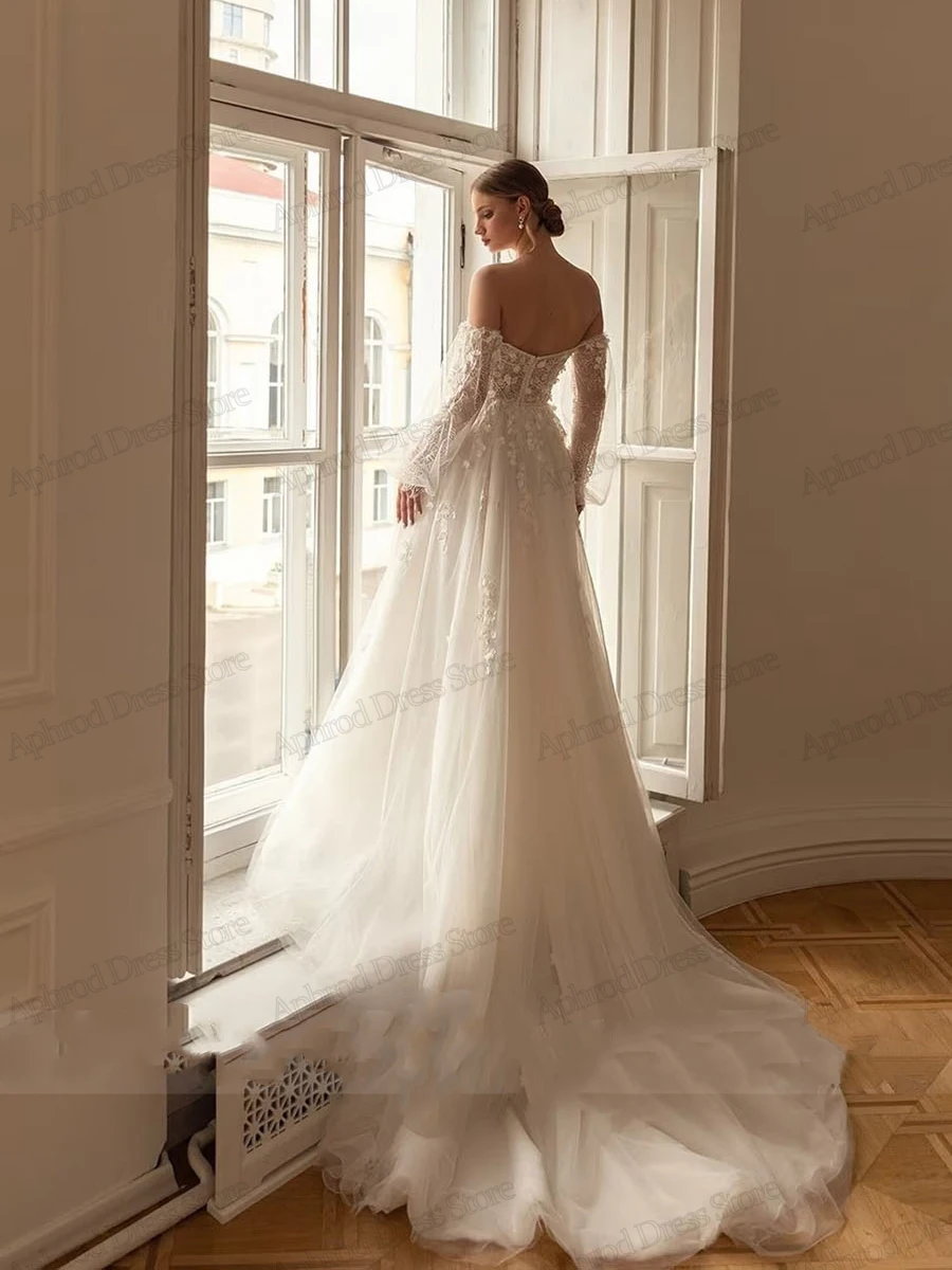 Graceful Wedding Dresses Tulle Tiered Bridal Gowns A-Line Off The Shoulder Robes For Formal Party Princess Vestidos De Novia