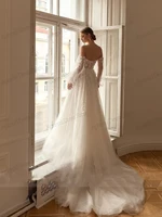 Graceful Wedding Dresses Tulle Tiered Bridal Gowns Off The Shoulder Robes For Formal Party Princess Vestidos De Novia Customized 2