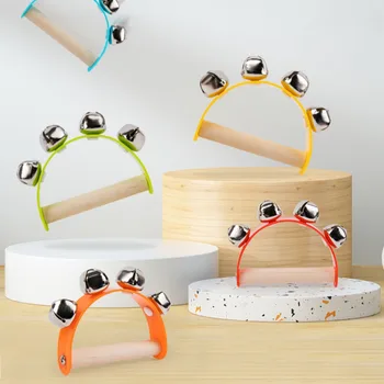 Wooden Half Round Hand Ringing Bell Children Musical Orff Instruments Educational Fun Toys Infant Early Education Teaching Aids