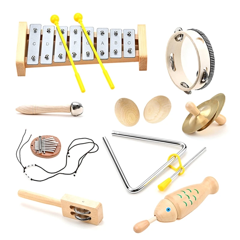 

9 Pcs Children Percussion Musical Toy Orff Percussion Natural Wooden Percussion Instruments Musical Toy for Boys TOP quality