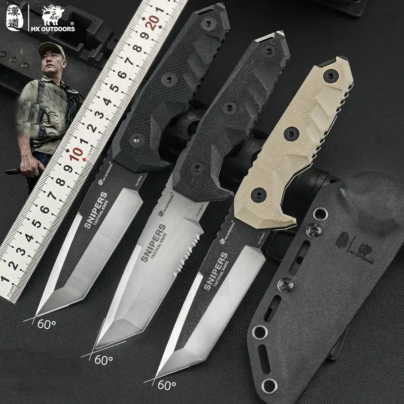 HX Outdoors Tactical Knife ,Hunting Jungle Knives ,Camping Survival Knife,Rescue Edc Tool G10 Handle WIth Kydex Dropshipping