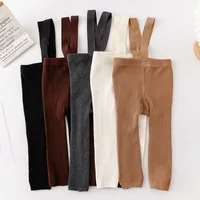 2024 Spring Fashion Boy Baby Solid High Waist Overalls Girl Children Cotton Leggings Infant Casual Suspenders Pants Kid Trousers 1