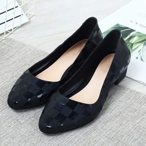 Women Low Heels 2020 Woman Fashion Pumps Women's Spring Autumn Slip On Shallow Ladies Casual Female Elegant Thick Heels Shoes black