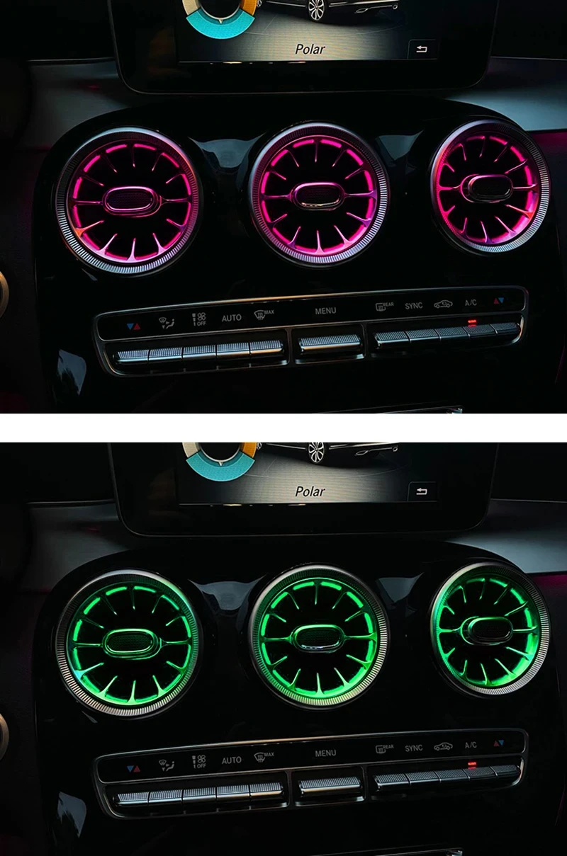 메르세데스-벤츠 주변 조명, GLC 클래스 쿠페 W205, C43, C63, X253, LED 전면 통풍구 스피커 장식 조명 개조, 3/64 색상