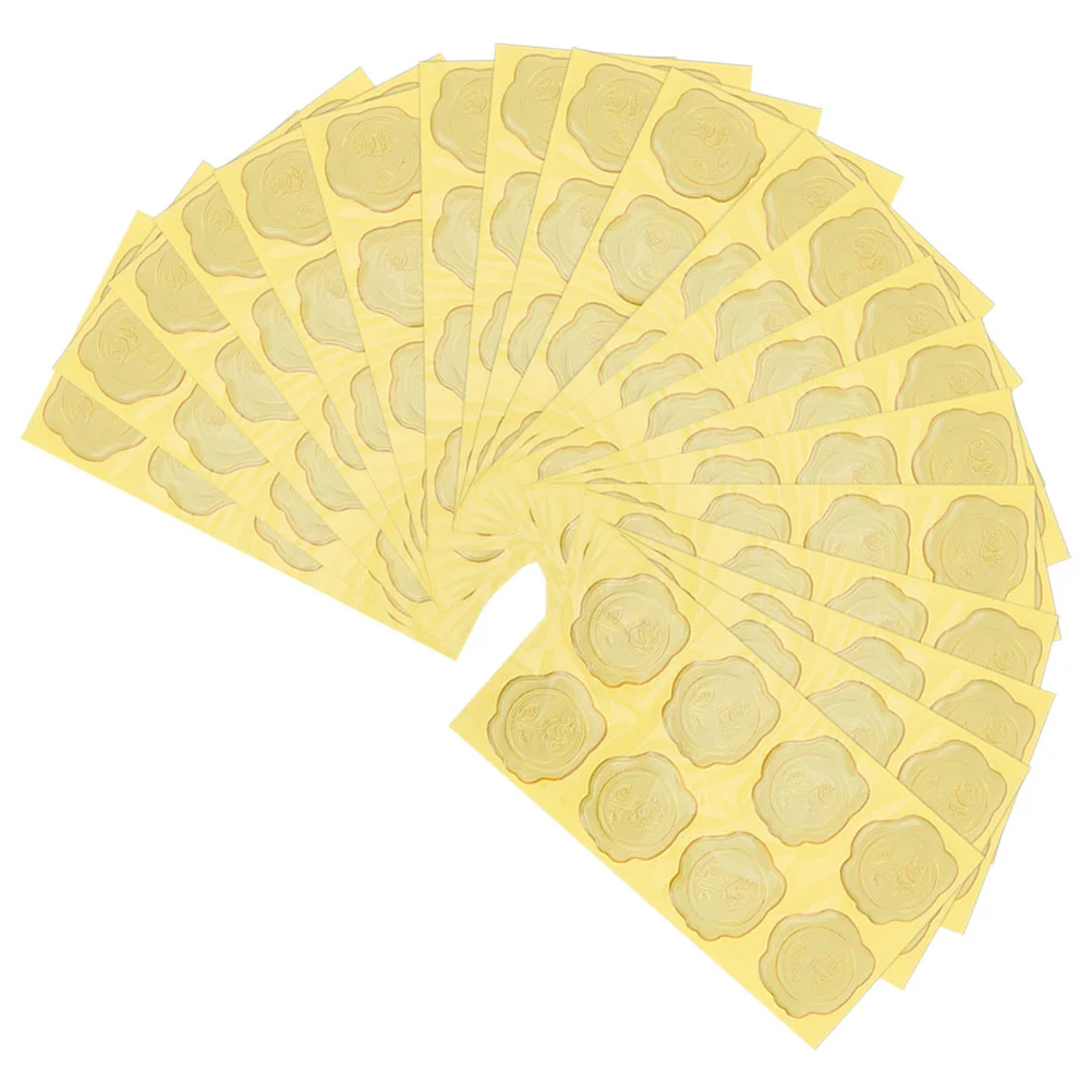 20 Sheets Embossed Sticker Gold Decor Envelope Sealing Stickers Epoxy Lacquer Wax