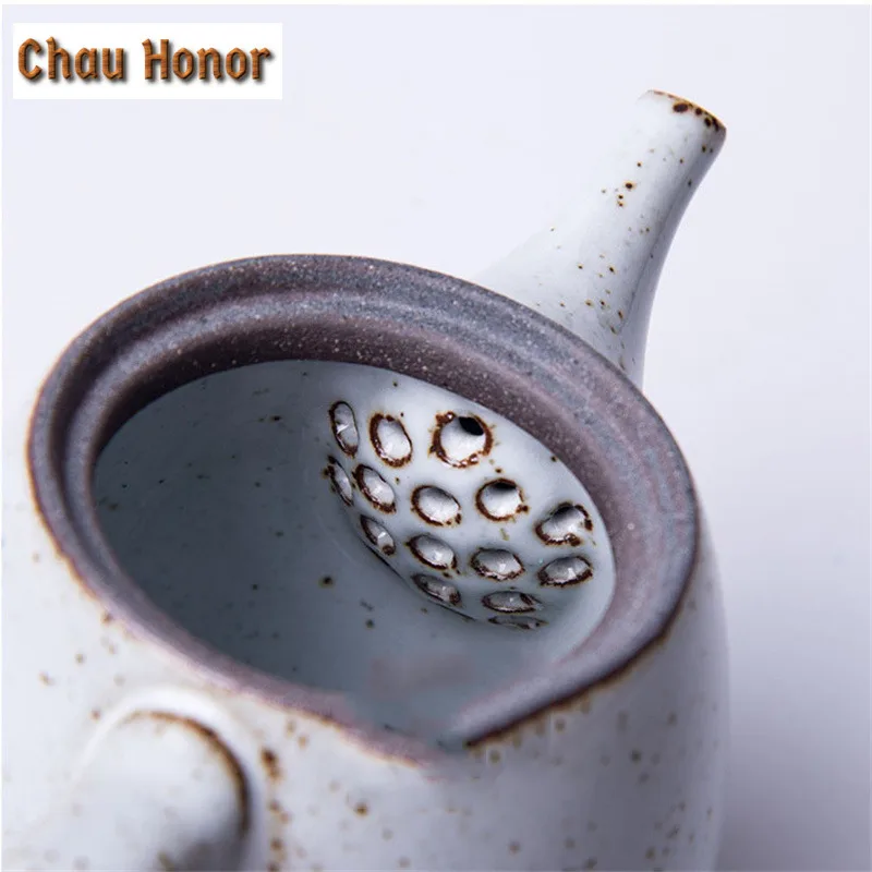 180ml Handmade White Coarse Pottery Teapot Guanware Gracked Glaze Tae Maker With Strainers Dahongpao Master Cups Gift Packaging