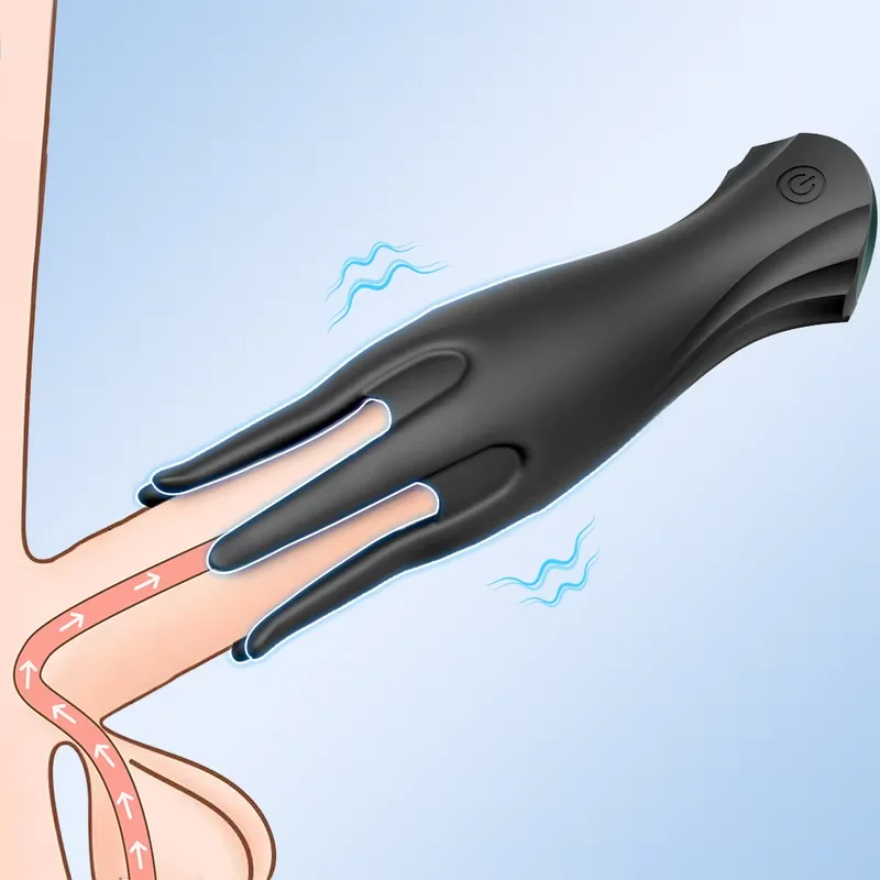 Penis-Eicheltrainer für Männer, leistungsstarker vibrierender Penis-Masturbator, erotisches Spielzeug, weiche Fingerspitze, verlängert die Ausdauer, Massage-Vibrator 1
