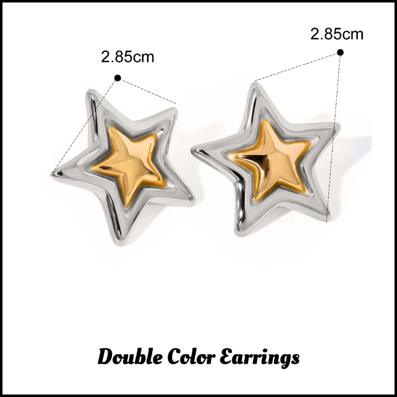 Star Stainless Steel Geometric Earrings Metal Smooth Temperament High Quality Polished Jewelry Waterproof 18K PVD Plated 4