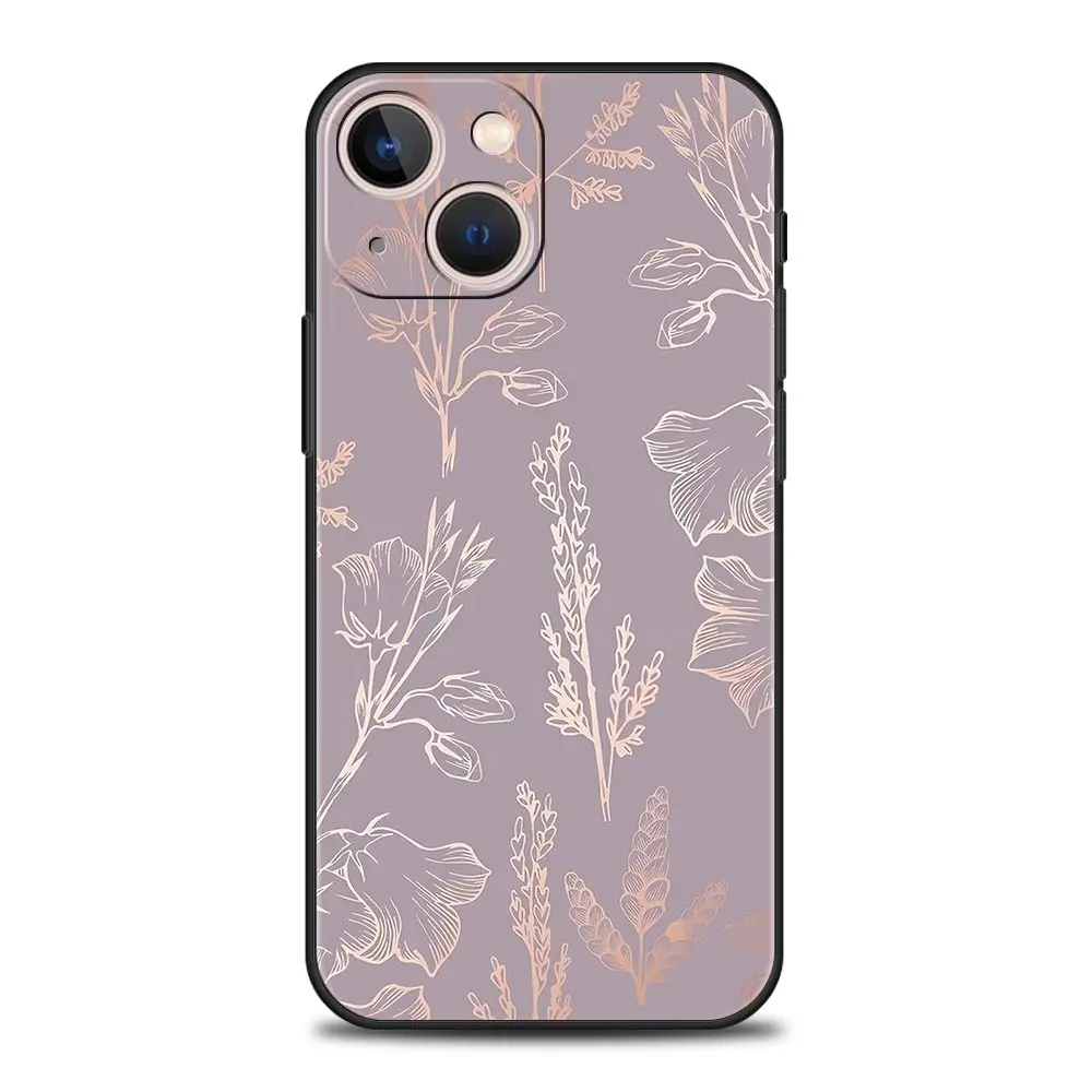 Gold Rose Love Heart Soft TPU Phone Case Cover