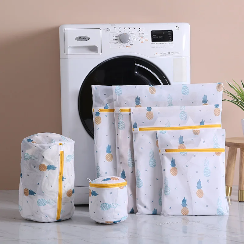 Printing Polyester Mesh Laundry Bag Home Use Washing Machine Bags Thickened Fine Net Bra Underwear Washing Bag Laundry Products 