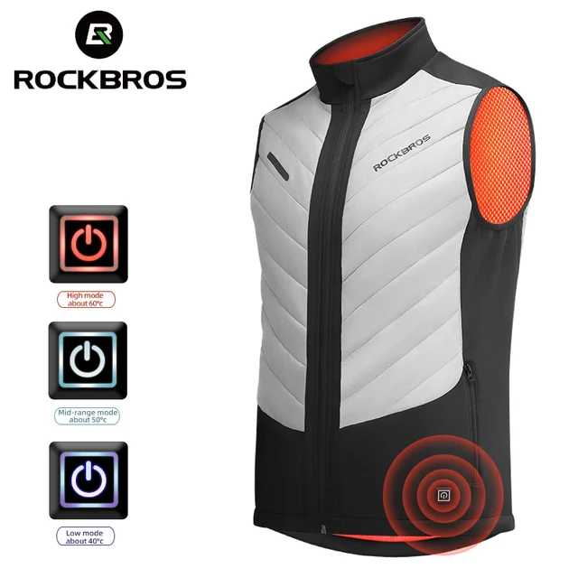 Rockbros Elektromos Fűtő Mellény Téli Kerékpár Motorkerékpár -Kerékpáros Kabát Usb Férfiak Meleg Ruhák Könnyű Ujjatlan Ing
