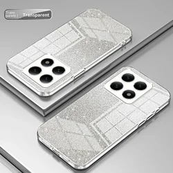 Gradient Color Glitter Soft Silicone Shockproof Protective Case with Electroplated Frame - Xiaomi 15 (Transparent)