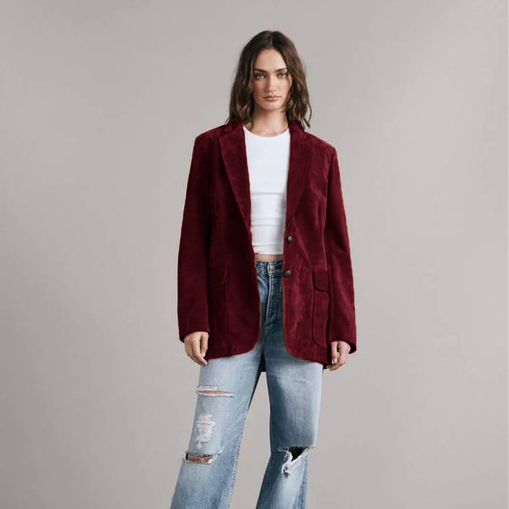 Women Suede Jacket Single Breasted Buttons Woman Coat Ladies Outerwears women jacket suits