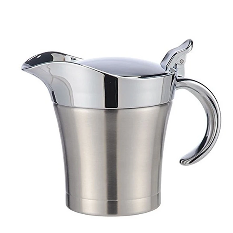 

ABHU Gravy Boat Porcelain Stainless Steel Sauce Jug Thermal Milk Jug With Lid Sauce Jug Gravy Boat With Handle Sauce Jug