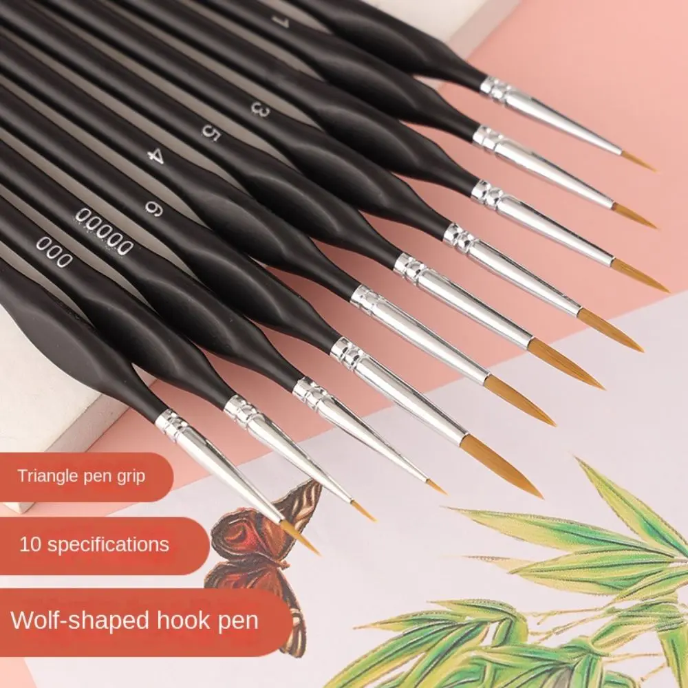 

Miniature Fine Detail Paint Brushes Thin Hook Soft Bristled Miniature Hook Line Brush Watercolor Painting Weasel Hair