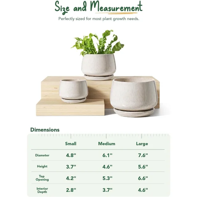 Set of 3 Ceramic Plant Pots 5
