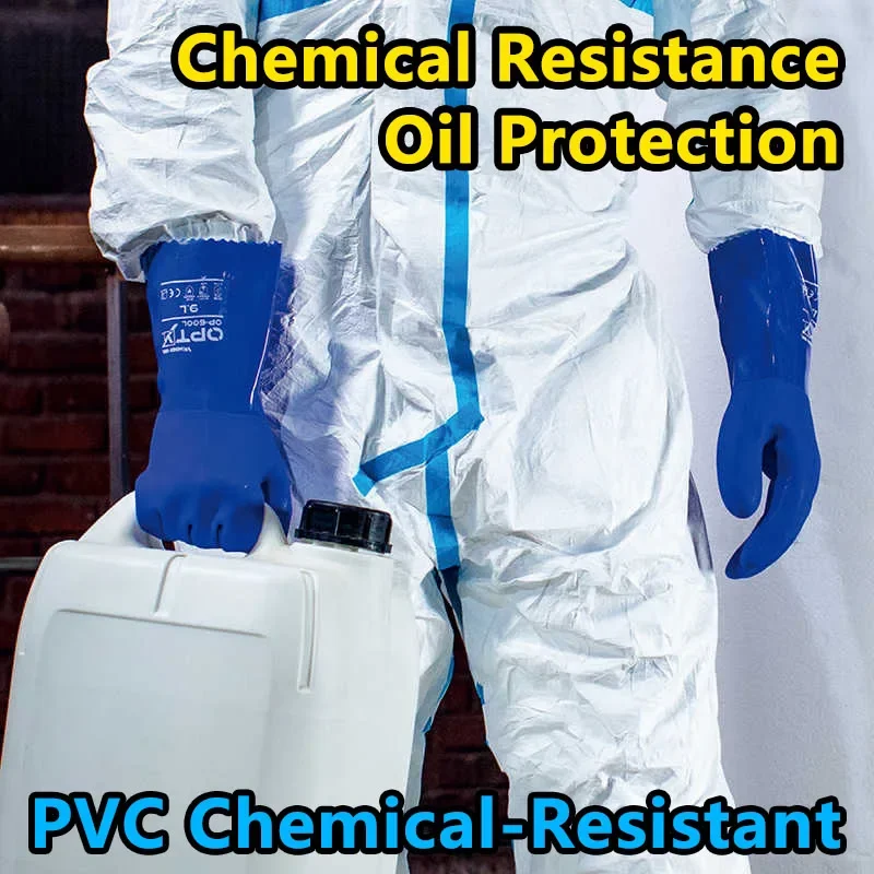 OP-600L Extended PVC Gloves Oil Chemical & Waterproof for Industrial Use