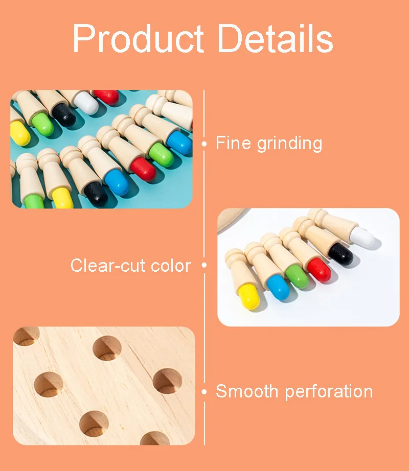 Children's Wooden Multifunctional Memory Chess Exercise Children's Color Memory Cognitive Table Games Chess Educational Toys 5