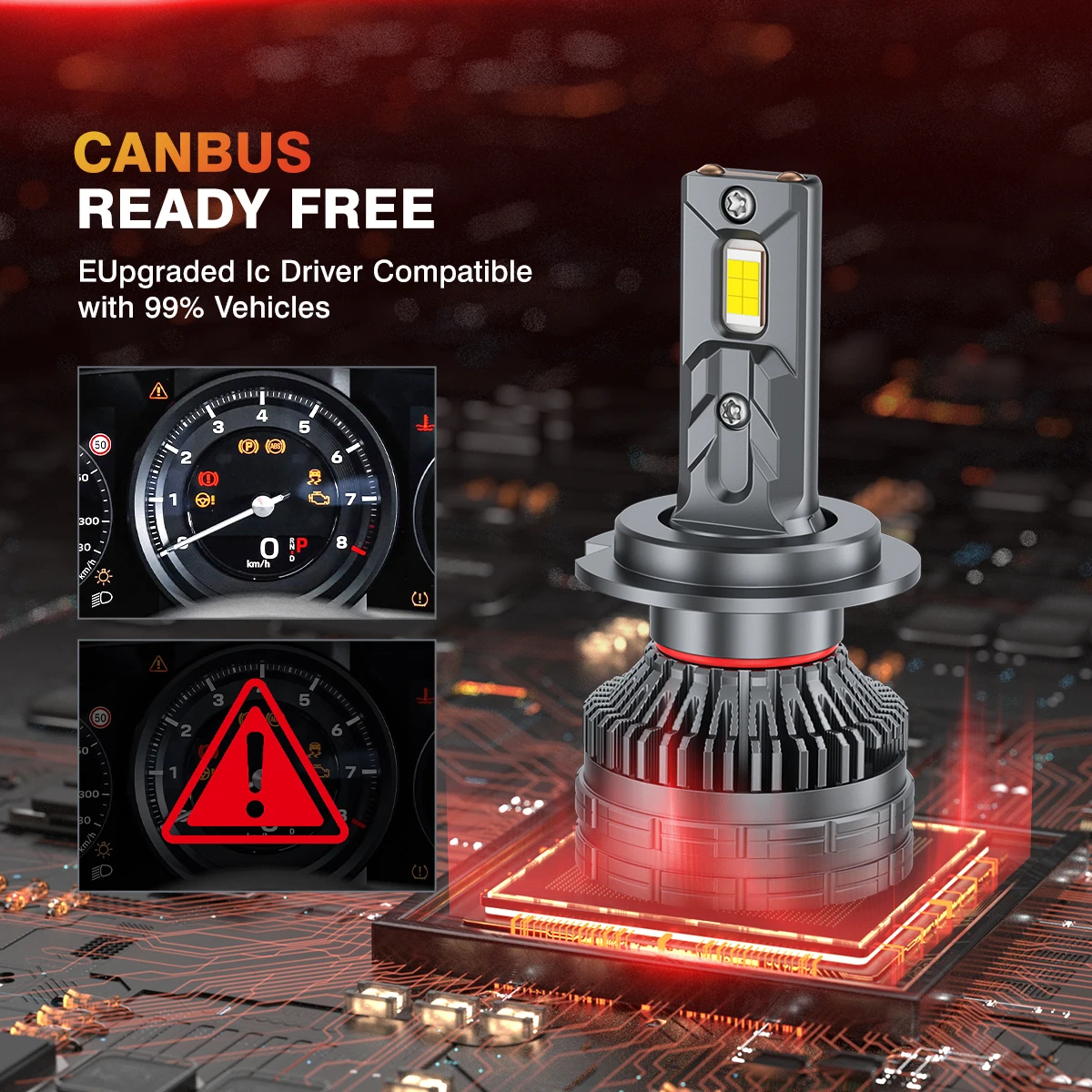 H7 LED 헤드라이트 전구 150W 30000LM 6000K CSP 칩, 캔버스 오류 없음, 간편 설치, 50000H 자동차 조명, IP68 방수 자동차 조명