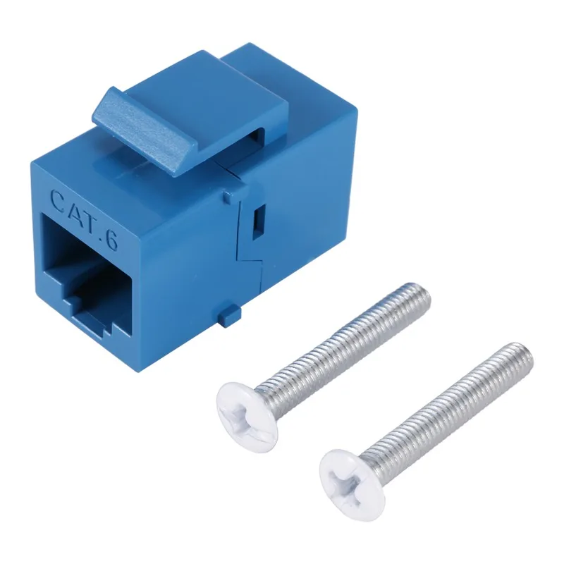 4X Cat6 Ethernet Wall Plate Outlet 1 Port RJ45 Network Female To Female Keystone Wall Coupler Jack Plate White & Blue