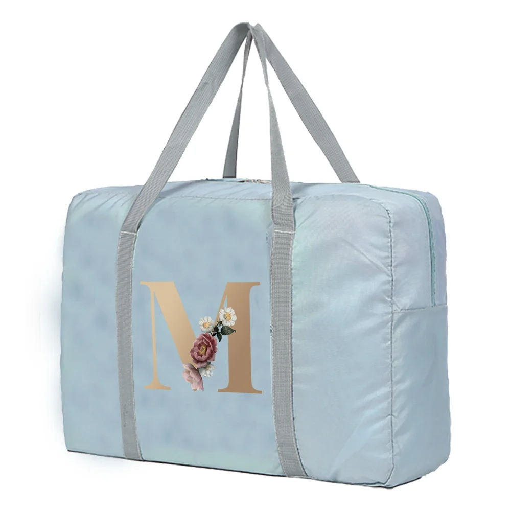 Large Capacity Travel Bag Unisex Organizers Foldable Luggage Handbags  Clothes Storage Duffle Carry on Bags Gold Lettern Series