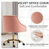 Velvet Fabric Pink Desk Chair for Home Office, Modern Adjustable Swivel Task Chair, Bedroom Vanity Chair for Girls Women 3