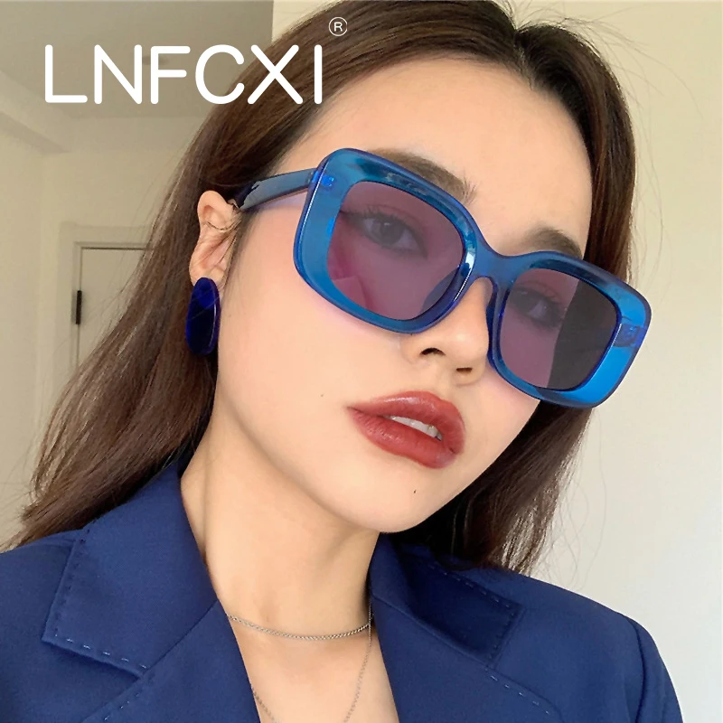 

LNFCXI Vintage Luxury Small Frame Sunglasses Men Women Brand Design Fashion Square Sun Glasses Shades UV400 Vintage Glasses